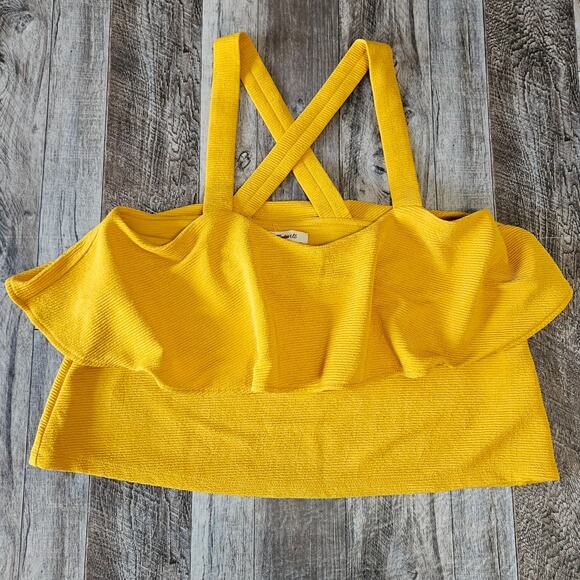 Madewell Texture Thread Tiered Tank Top Size Medium J0279 Mustard Flowy Strappy - Picture 4 of 11
